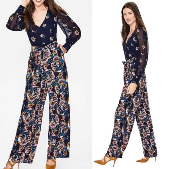 Boden Pants & Jumpsuits Boden Navy Floral Belgrave Jumpsuit Poshmark